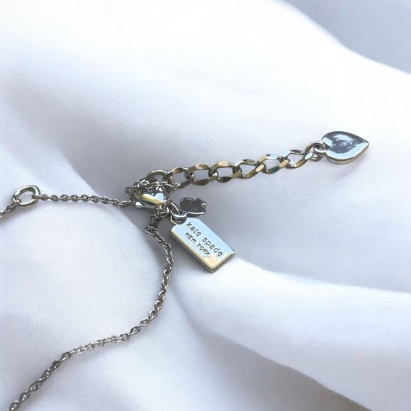 Kate Spade New York Silver Key To My Heart Charm Bracelet Adjustable Chain 8.5" - Picture 4 of 8